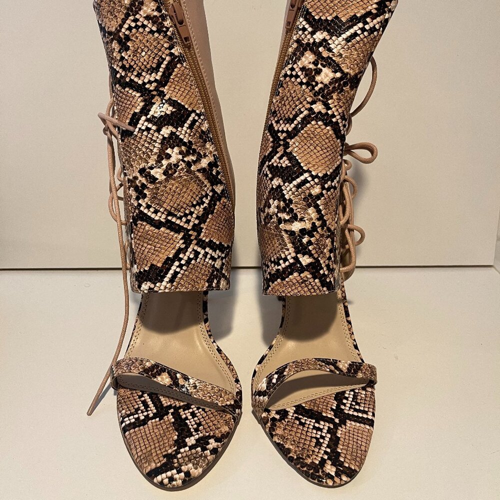 Liliana Barbara Snake Heels Size 10 – Lace-Up Stilettos, New with Box